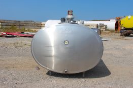 DE LAVAL S/S 600 GALLON JACKETED BULK MILK COOLER, MODEL ET600, S/N 70645, TOP-MOUNT AGITATION (