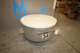 2013 Loos Portable S/S Round Column Dump Tote, M/N 1121-001, with Plastic Lid, Internal Dims.: