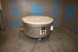 2013 Loos Portable S/S Round Column Dump Tote, M/N 1121-001, with Plastic Lid, Internal Dims.: