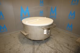 2013 Loos Portable S/S Round Column Dump Tote, M/N 1121-001, with Plastic Lid, Internal Dims.: