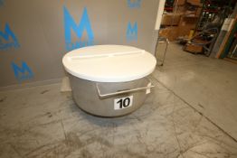 2013 Loos Portable S/S Round Column Dump Tote, M/N 1121-001, with Plastic Lid, Internal Dims.: