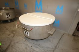 2013 Loos Portable S/S Round Column Dump Tote, M/N 1121-001, with Plastic Lid, Internal Dims.: