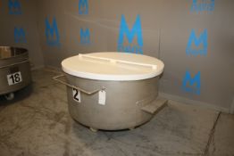 2013 Loos Portable S/S Round Column Dump Tote, M/N 1121-001, with Plastic Lid, Internal Dims.: