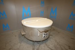 2013 Loos Portable S/S Round Column Dump Tote, M/N 1121-001, with Plastic Lid, Internal Dims.: