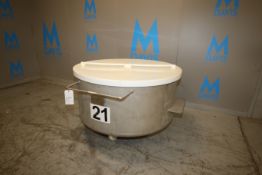 2013 Loos Portable S/S Round Column Dump Tote, M/N 1121-001, with Plastic Lid, Internal Dims.: