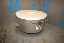 2013 Loos Portable S/S Round Column Dump Tote, M/N 1121-001, with Plastic Lid, Internal Dims.: