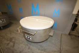 2013 Loos Portable S/S Round Column Dump Tote, M/N 1121-001, with Plastic Lid, Internal Dims.: