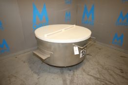 2013 Loos Portable S/S Round Column Dump Tote, M/N 1121-001, with Plastic Lid, Internal Dims.: