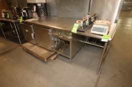 S/S Counter Top Table,with (2) Bottom Cubbarts, Overall Dims.: Aprox. 99