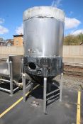 2,000 Gal. Jacketed S/S Fermentation Tank, with Side Mount Man Door, Dome Top Cone Bottom,