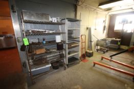 Lot with Conents, Including (1) S/S Cart, (1) Portable Table, (1) S/S Wire Shelf, and (1) Shelving