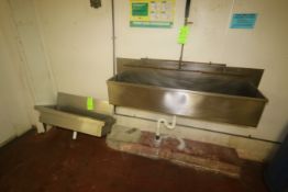 S/S Wash Traughs, 1-Installed with Sections of Spray Down Pipe, Overall Dims.: Aprox. 61