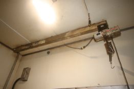 Coffing 1 Ton Electric Hoist, with Cross Beam, with (1) S/S Hook Attachment, with Hand Controller (