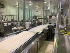 Rheon 'Right Angle' Dough Band Feeding System for Two (2) Make Up Lines (5.6m long)