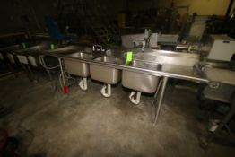 Advantage Tabco Triple Bowl S/S Sink, Overall Dims.: Aprox. 103