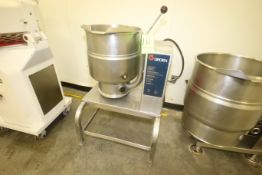 Groen 40 Gal. S/S Tilt Kettle, M/N TDB-40, S/N 71840, 208 Volts, 3 Phase, Mounted on S/S Frame &