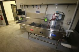 (1) S/S Triple Bowl Sink, with Spray Nozzel, Overall Dims.: Aprox. 88
