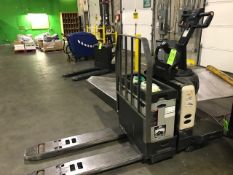 Crown 2,500 lb. Ride-A-Long Electric Pallet Jack, S/N 10007456, with V-Force Battery Charger (