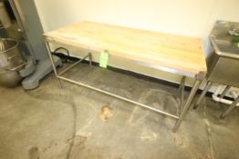 Wooden Top Baking Top, with S/S Frame & Legs, Overall Dims.: Aprox. 72