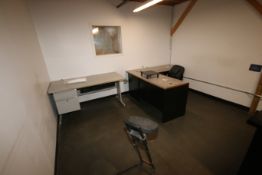 Contents of Shop Office, Includes (2) Desks, (2) Chairs, (1) Stool, & (2) Side Table (LOCATED AT