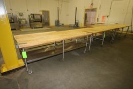 Wooden Top Baking Tables, with S/S Portable Frames & Legs, Overall Dims.: All (3) Aprox. 96