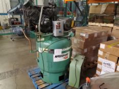 SPEEDAIRE Vertical 10hp Air Compressor w. Sullair Dryer, 34.8CFM @175PSI, 208-230/460V Sullair dryer