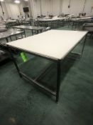 S/S TABLE WITH UMHW CUTTING BOARD TOP, APPX DIM. LWH'' 72 X 48 X 36