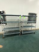 (2) PORTABLE PLASTIC SHELVES