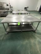 (2) S/S TABLE ON CASTERS APPX L84'' X W30''