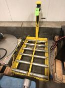 FORKLIFT BATTERY STAND, WITH ROLLERS & WENCH, APPROX. 27