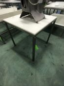 S/S TABLE WITH UMHW CUTTING BOARD TOP, APPX DIM. LWH'' 33 X 33 X 32