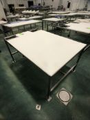 S/S TABLE WITH CUTTING BOARD TOP APPX DIM. LWH'' 72 X 48 X 37