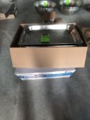 (2) UNUSED DELUXE 8 Qt. FULL SIZE GOLD ACCENT CHAFER, APPX L25-3/4'' W14-1/8'' H12-1/4''