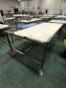 S/S TABLE WITH CUTTING BOARD TOP APPX DIM. LWH'' 72 X 48 X 38