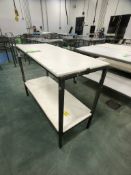 S/S TABLE WITH CUTTING BOARD TOP AND BOTTOM SHELF APPX DIM. LWH'' 60 X 24 X 44-1/2''