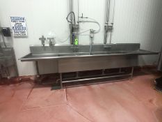 3-BOWL S/S SINK AND COUNTERTOP, APPROX. 154'' L X 32
