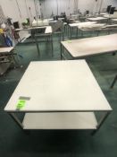 S/S TABLE WITH UMHW CUTTING BOARD TOP AND BOTTOM SHELF, APPX DIM. LWH'' 48 X 48 X 33