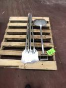 S/S (4) FOOD GRADE AND (1) S/S SHOVEL