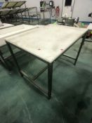S/S TABLE WITH UMHW CUTTING BOARD TOP, APPX DIM. LWH'' 48 X 36 X 36
