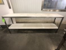 (2) S/S TABLES W/ CUTTING BOARD TOPS, L96'' X W20'', L144'' X W18''