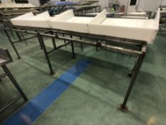 S/S PACK-OFF TABLE WITH UMHW CUTTING BOARD, APPX DIM. LWH'' 128 X 34 X 41