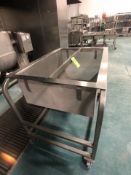 S/N BLANCHING BASKET W/ S/N PORTABLE CART APPX INTERIOR LWH 3'10