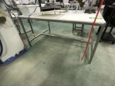 S/S TABLE WITH CUTTING BOARD TOP APPX DIM. LWH'' 72 X 48 X 37