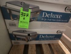 (1) SUPREME GOLD 8 Qt. FULL SIZE ROLL TOP, GOLD TRIP CHAFER DELUXE 8 Qt. FULL SIZE GOLD ACCE