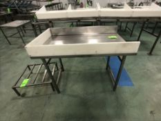 S/S TABLE WITH BACK SPLASH, WITH UMHW CUTTING BOARD GUARDS (2 SIDES), APPX DIM. LWH'' 48 X 30-1/2 X