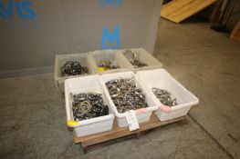 Lot of Assorted S/S Clamps in Bins, Includes Assortment of 2