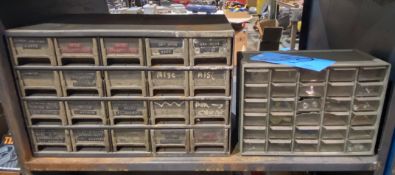 Lot-(2) Organizer Bin Cabinets with Hardware Contents on (1) Shelf