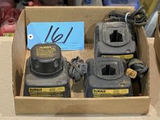 Lot-(3) DeWalt 18-Volt Battery Chargers and (1) Battery in (1) Box