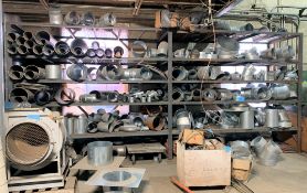 Lot-Ductwork Fittings on Shelving, (Shelving Not Included)