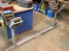 Pair V-Roller Feed Stock Stands Mounted on C-Channel Stand